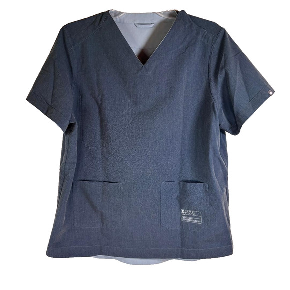 Figs Reversible Scrub Top Grey Women's Size XL Snap closure at Neck Healthcare - Picture 3 of 12